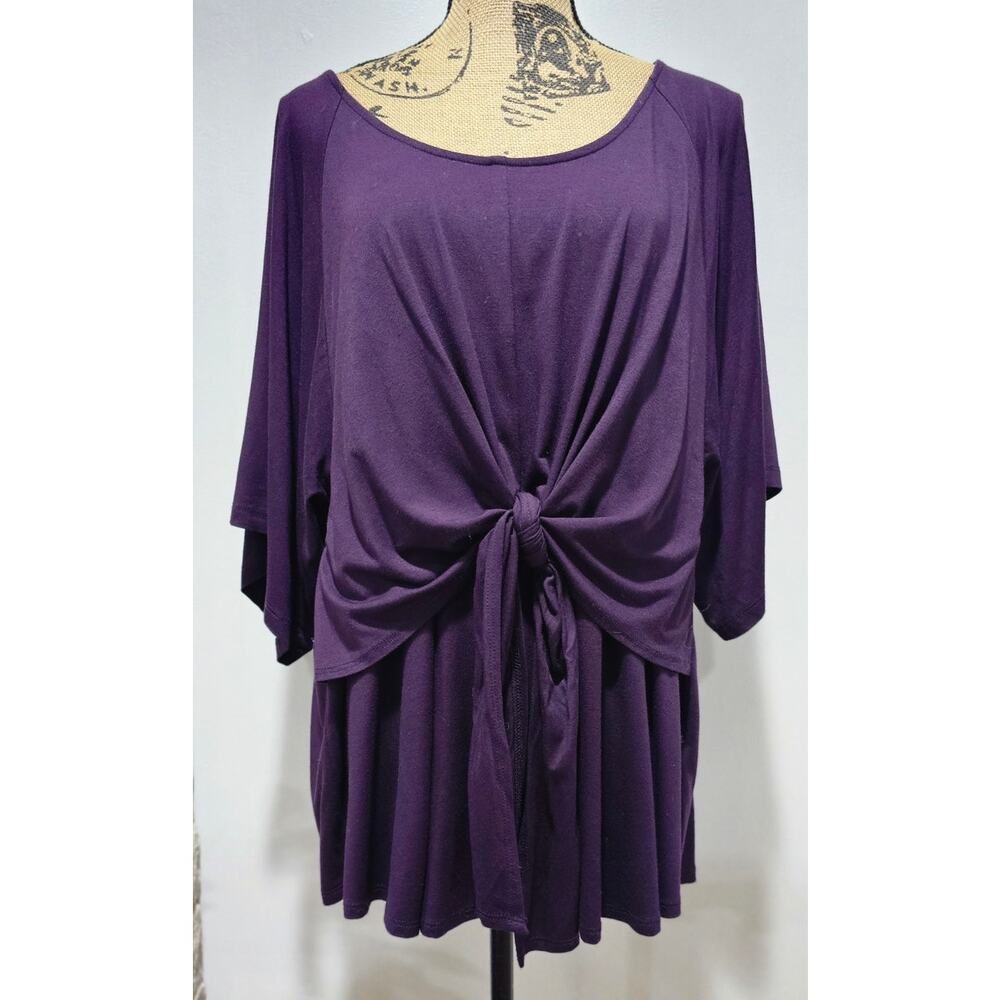 Karen Kane Twist Tie Shirt Top, Knot Front, Purple, Soft, Feminine, Womens Sz 3X - Picture 2 of 9